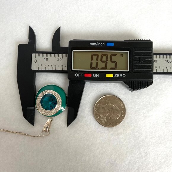 Sterling Silver 925 David Sigal Round Turquoise Enamel Pendant Necklace 20" - Picture 15 of 16